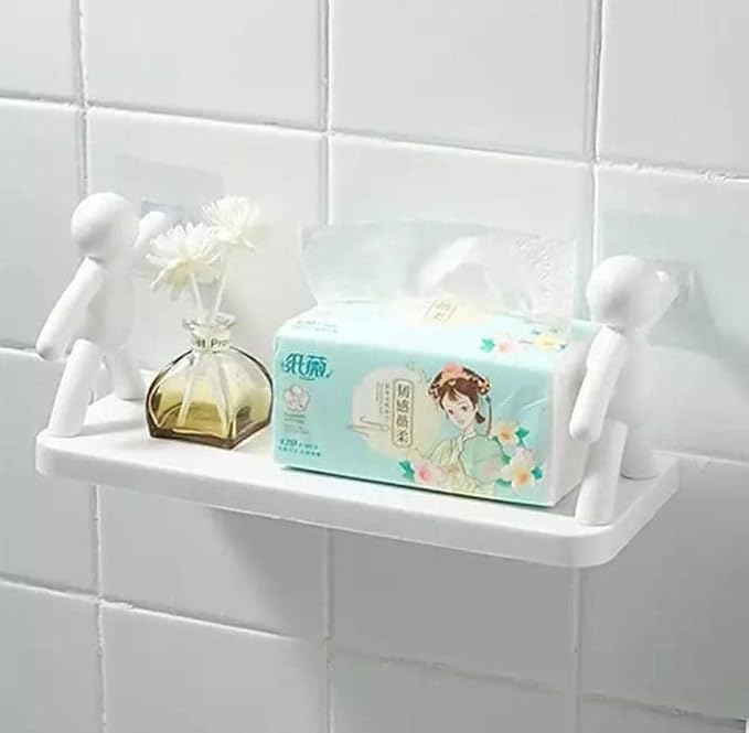 Doll Shape Multipurpose Stand Holder for Bathroom Toilet Kitchen Bedroom,Office Shelf Wall Holder Bathroom Rack Storage Box Strong Magic Sticker Shower Rack Shelf (Multicolor, Pack of 1)