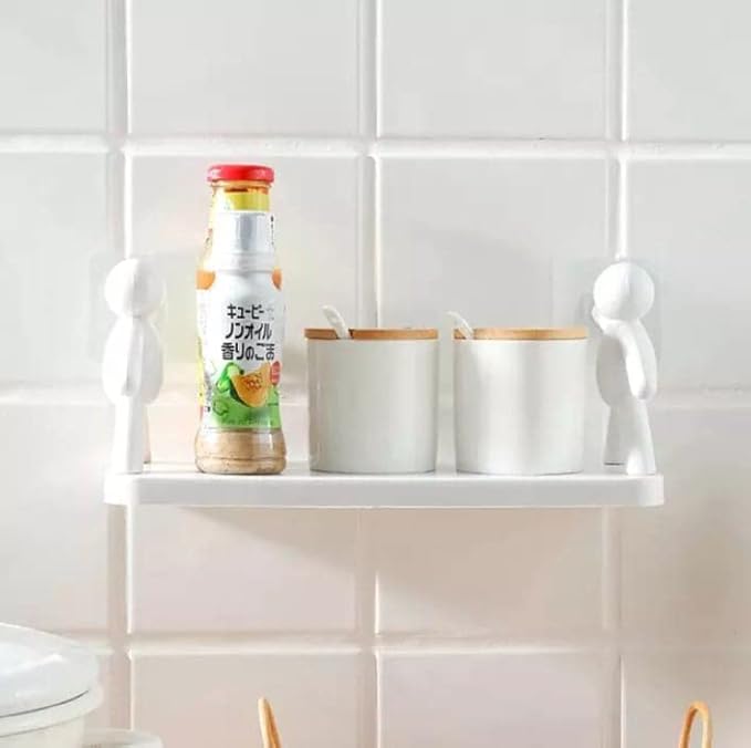 Doll Shape Multipurpose Stand Holder for Bathroom Toilet Kitchen Bedroom,Office Shelf Wall Holder Bathroom Rack Storage Box Strong Magic Sticker Shower Rack Shelf (Multicolor, Pack of 1)