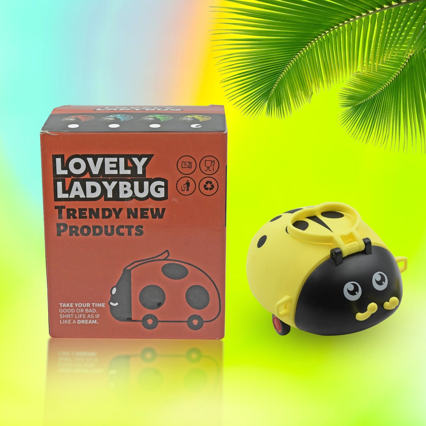 Cute Plastic Bug Shape Water Bottle With Adjustable Shoulder Strap 4 Wheel Straw Portable Drinking Cup Water Bottle For Kids (1 Pc)